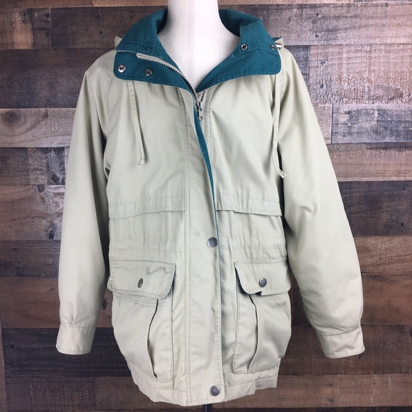 London Fog Other - Jacket London Fog Tan & Green Removable Hood Jacket Coat